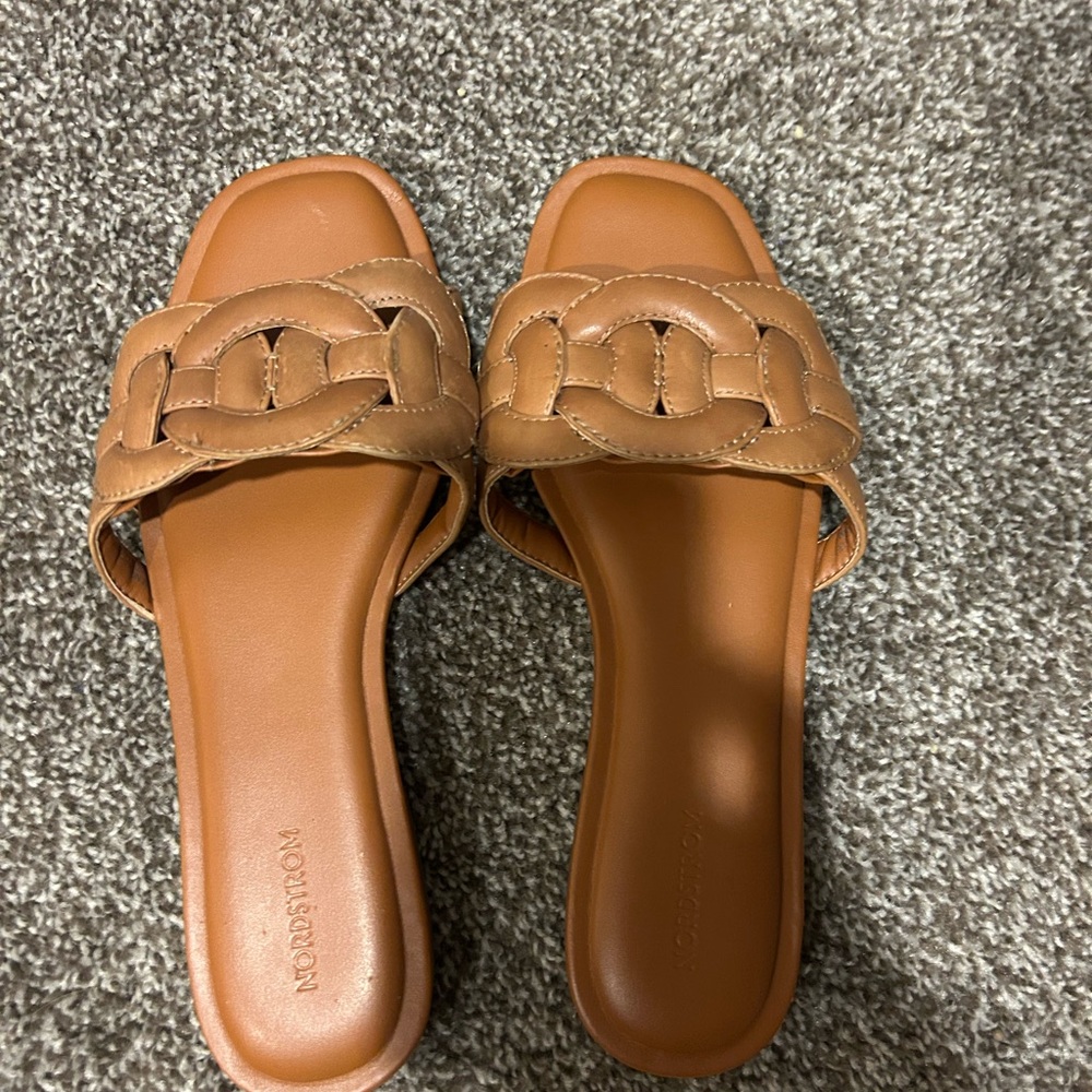 Nordstrom Brown Woven Leather Sandals